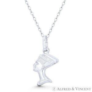 Queen Nefertiti Pharaoh's Great Royal Wife Charm Pendant in .925 Sterling Silver